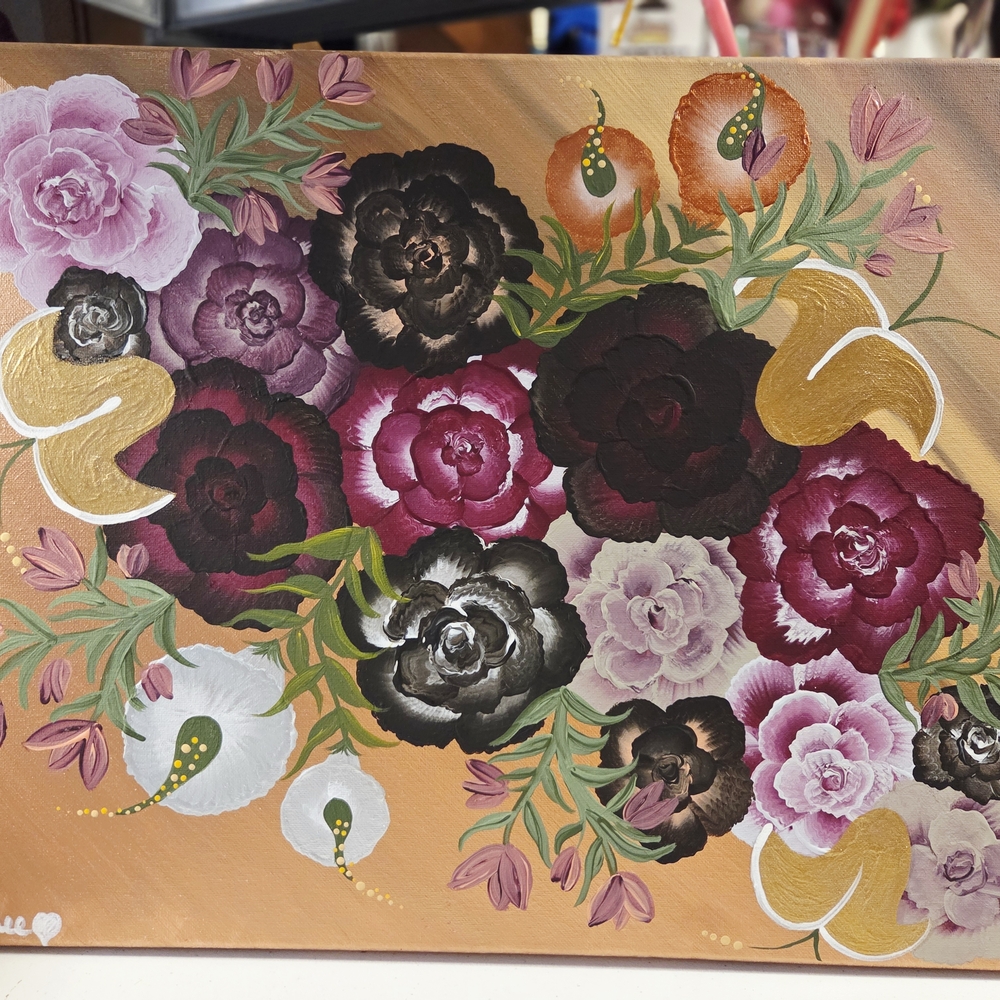 Floral Canvas Art with Vibrant Colors